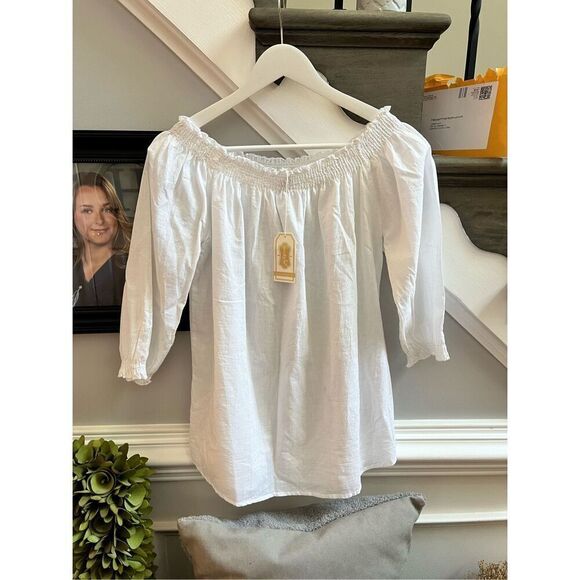 Mud Pie Foster White Off the Shoulder Too sz S NWT - Picture 1 of 9